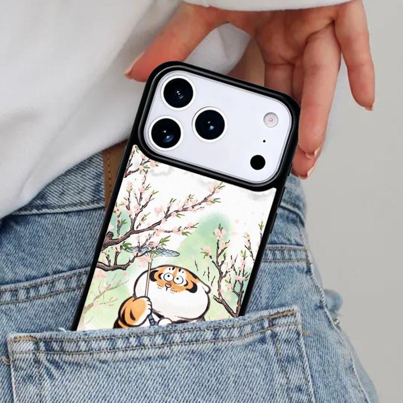 Cute Cartoon Tiger Phone Case for iPhone 16e 15 14 13 12 17 Pro Max Plus Air 17pro Cover Coque