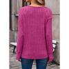Damen Herbst und Winter Langarm V-Ausschnitt Shirt Einfarbig Knopf Pullover