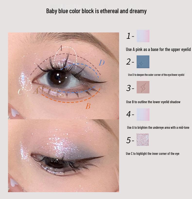 CZEL Earth Tone Eyeshadow & Blush Palette: Gray-Pink Gradient, Matte, Light Makeup All-in-One