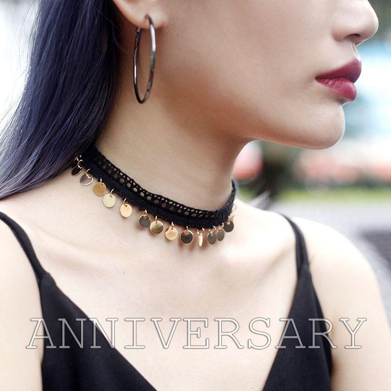 European and American Dark round Personalized Fashion Fashionmonger Large Earrings Bright Black (Gun Black) 5cm (Alloy Material)