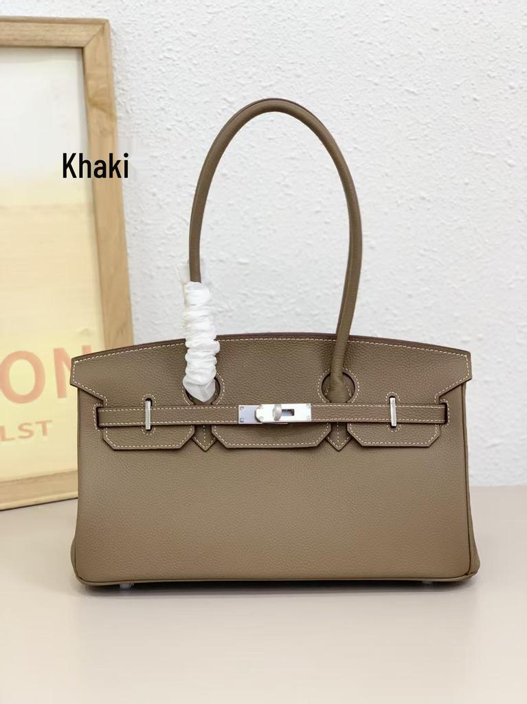 Lychee Pattern Platinum Kelly Bag: Classic European & American Light Luxury Leather Handbag, Women's Single Shoulder & Crossbody