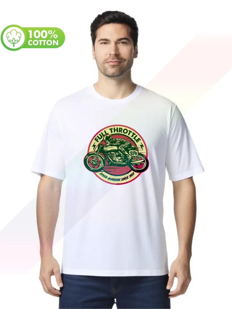 100 Cotton Round Neck Heavy Weight Unisexs Tshirt Casual Unisex Hip Hop Full Throttle Cafe Racer Special Edition Rockabilly Biker