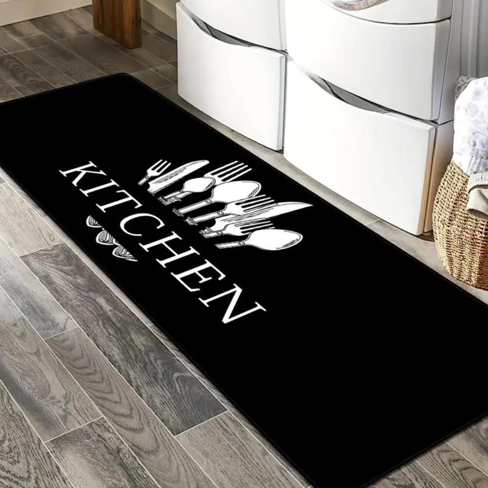 Tableware Pattern Kitchen Runner Rug Non-slip Doormat Kitchen Carpet Floor Mat  Entrance