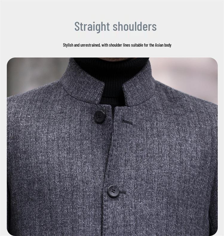 2026 Men's Double-Sided Woolen Coat: Winter Stand Collar Fashion Cashmere Jacket for Middle-Aged