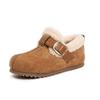 Girls Winter Warm Fleece-Lined Closed-Back Slip-On Boots Kids Ages 4-16 Thick Sole Rubber Shoes In Camel Brown