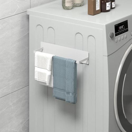 QINGQIU Magnetic Towel Hanger, Refrigerator, Washing Machine, Towel Bar, Magnetic, for Kitchen, Bathroom, Bath, White, Approx. 25cm