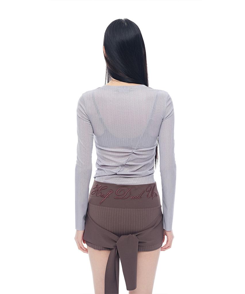 Half Devils Striped Twist Wrap Skirt_Brown