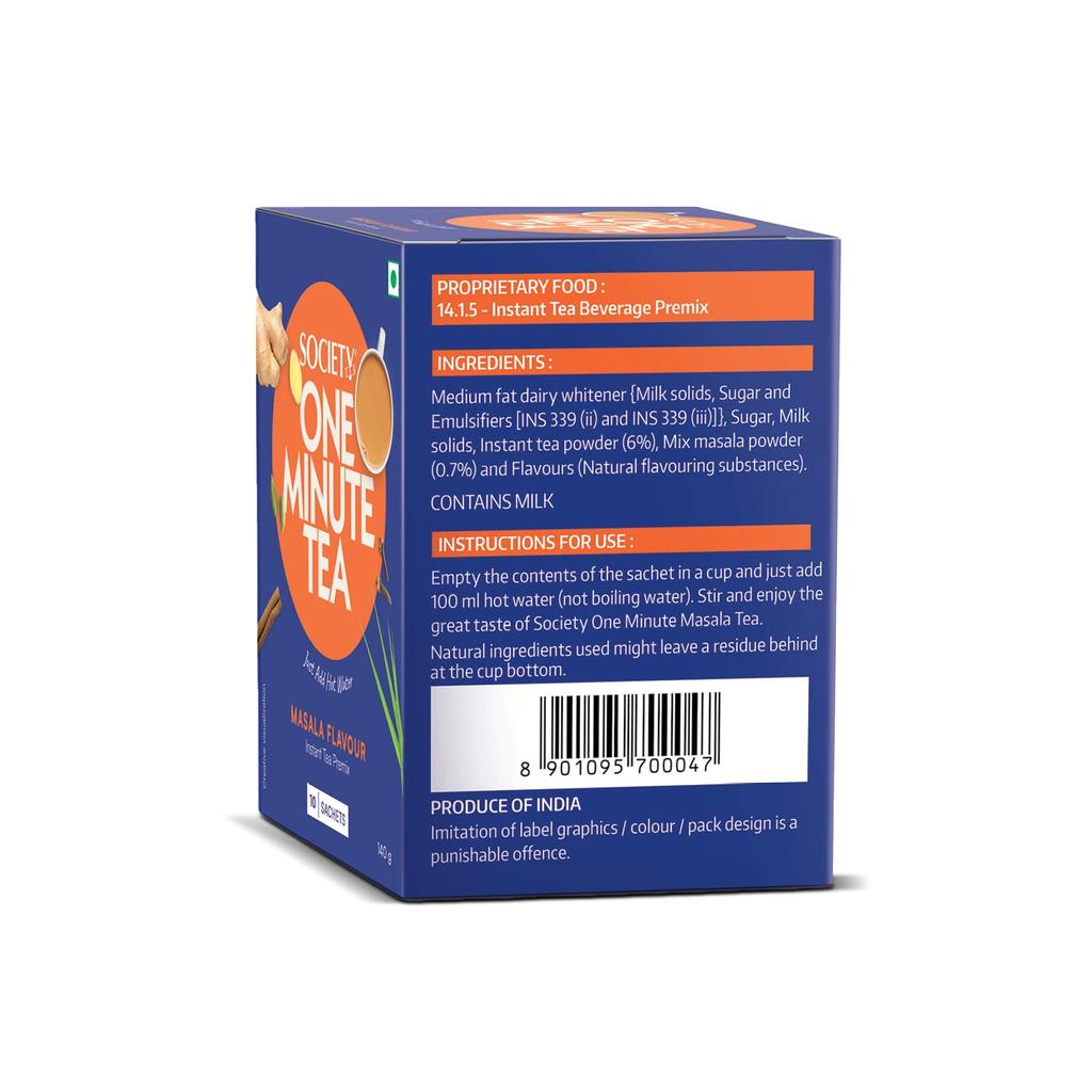 Society One Minute Tea 24 sachet Pack of 1 Travel Masala Tea 336 g Quick Kadak Brew With Indian Spices