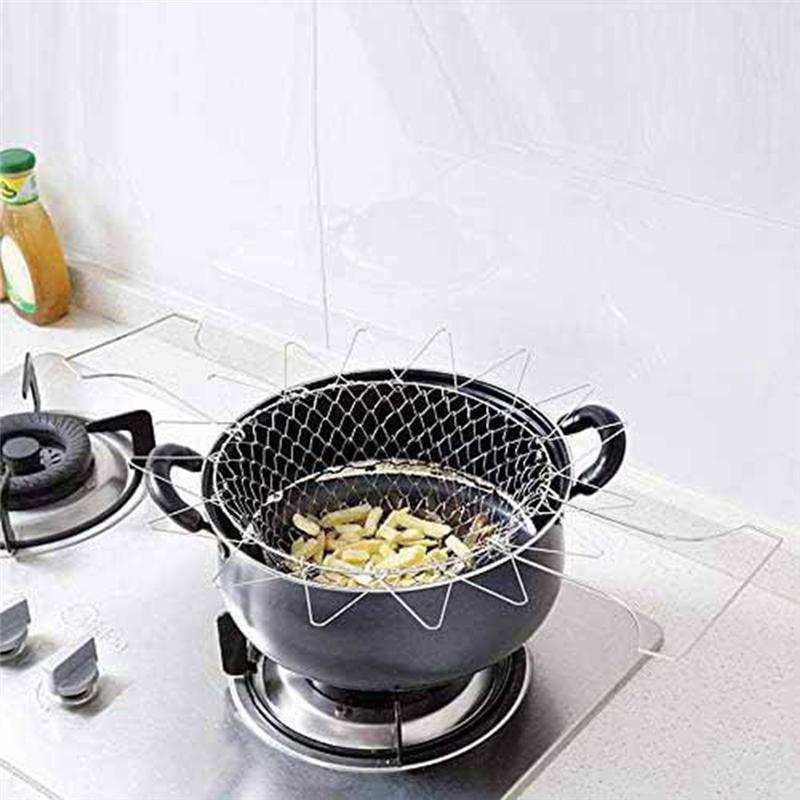 ABWR-Household Folding Draining Basket Kitchen Multi-Function Poaching Boiling Deep Frying Basket