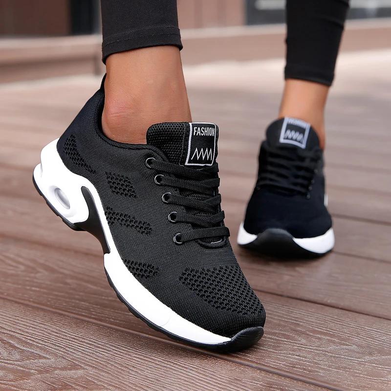 Fashion Women Casual Shoes Breathable Walking Mesh Flat Shoes Platform Sneakers Women  Vulcanized Shoes White Female Footwear