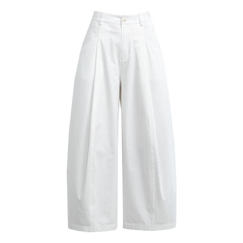 Yi Fei Women s High-Waisted Wide-Leg Cotton Pants - Summer 2026 31 белый