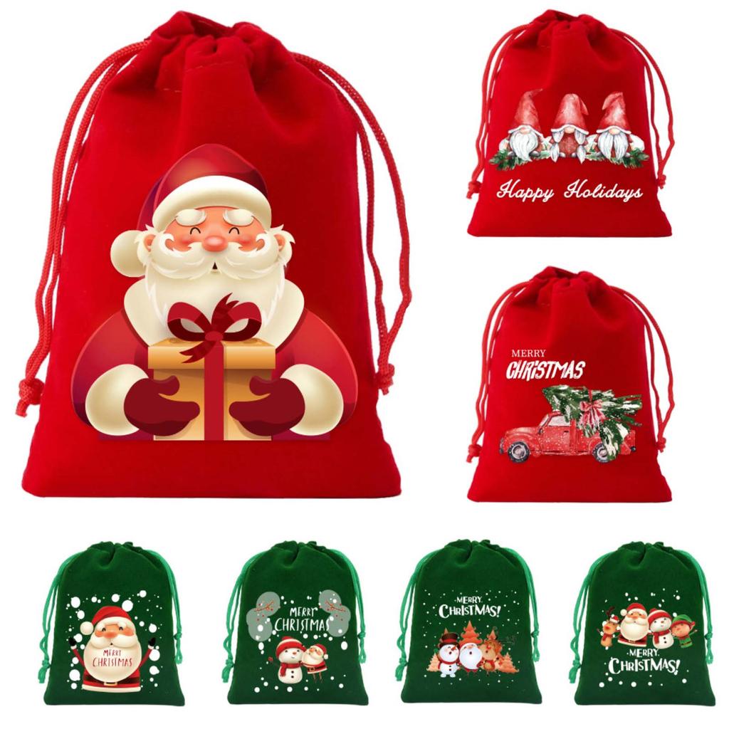 Christmas Velvet Bag, Claus Bag, Children's Gift Bag, Large Christmas Decoration, Drawstring Bag