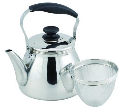 Pearl Metal Wide with Tea Induction Stainless M Kettle, 1.6L, Mouth, Strainer, Compatible, Steel, Type, AZ-7143