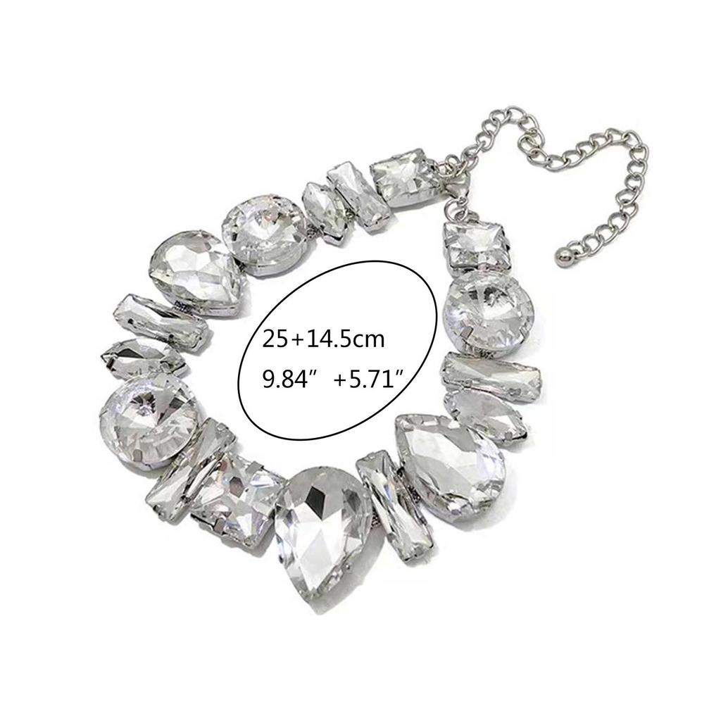 Rhinestone-Necklace Women Girl Geometric Gem Clavicle Chain Birthday Ornament