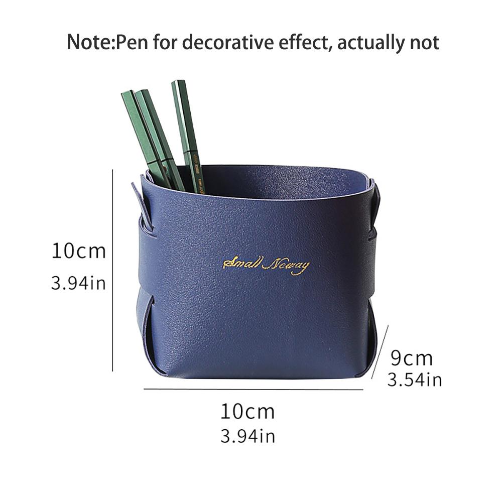 Nordic Makeup Leather Storage Pen Holder, Foldable Desktop Miscellaneous Items, Air Conditioning Remote Control Storage Bucket