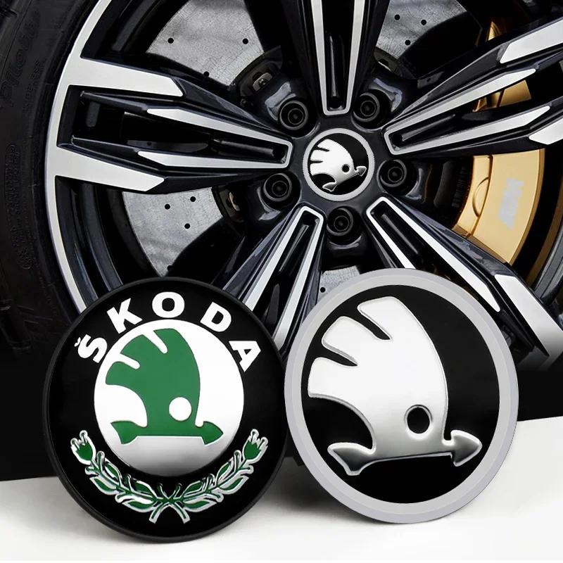 2025 Fierbinte 4 buc 56mm+60mm Capac Centru Jantă Roată Mașină Capac Jantă Embleme Autocolante Pentru Skoda Rapid Octavia A5 RS Kodiaq Fabia A7 2022 Ac