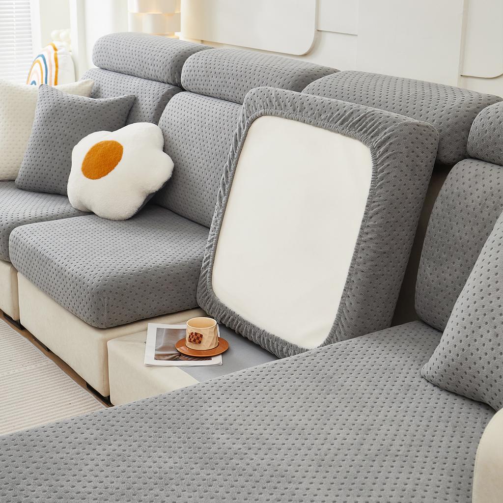 Polarfleece Einfacher Kissenbezug Elastischer Sofabezug Schlichtes Jacquard Ankleiden Wohnzimmer Schutzsofa