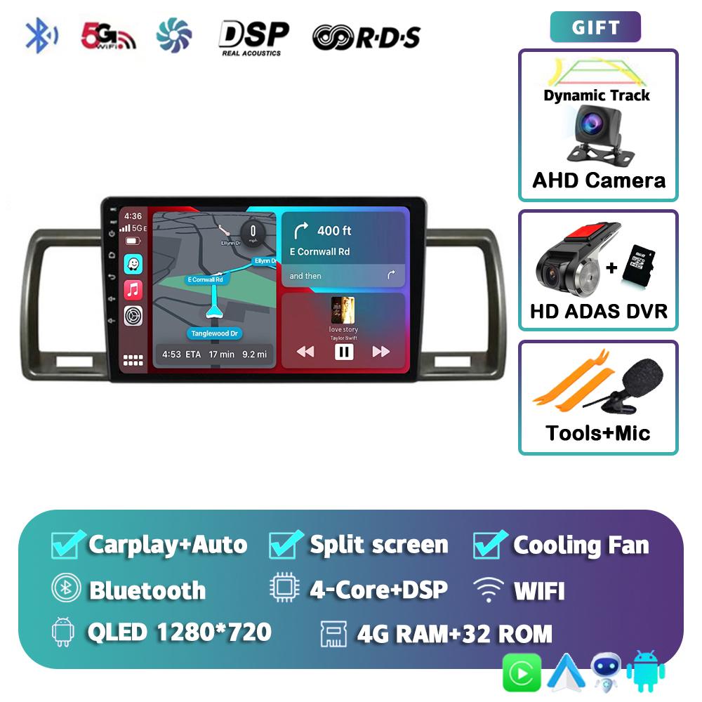 Android 14 Carplay Auto For Toyota Hiace 2004-2019 Car Radio Multimedia Video Player Head Unit GPS Navigation Stereo 2din 2 DIN
