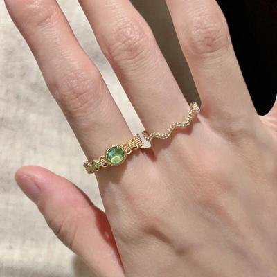 Reihen-Diamant Licht Luxus Mode Mori Welle Set Diamantring Damen Einfache Persönlichkeit Wasserwelle Offener Zeigefingerring Alltäglicher zierlicher Ring