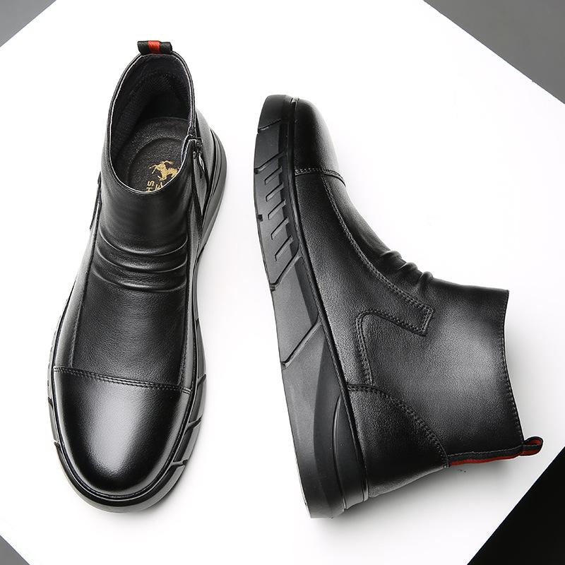 Men's shoes Martin boots Men's high-top British fashion tooling boots Versatile winter velvet thermal cotton boots