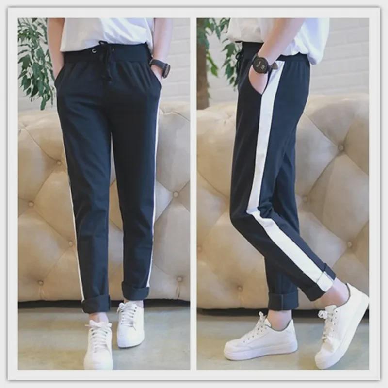 Zweigestreifte Unisex-Slim-Fit-Jogginghose für Frühling/Herbst – Ideal zum Laufen, Sport und für Studenten