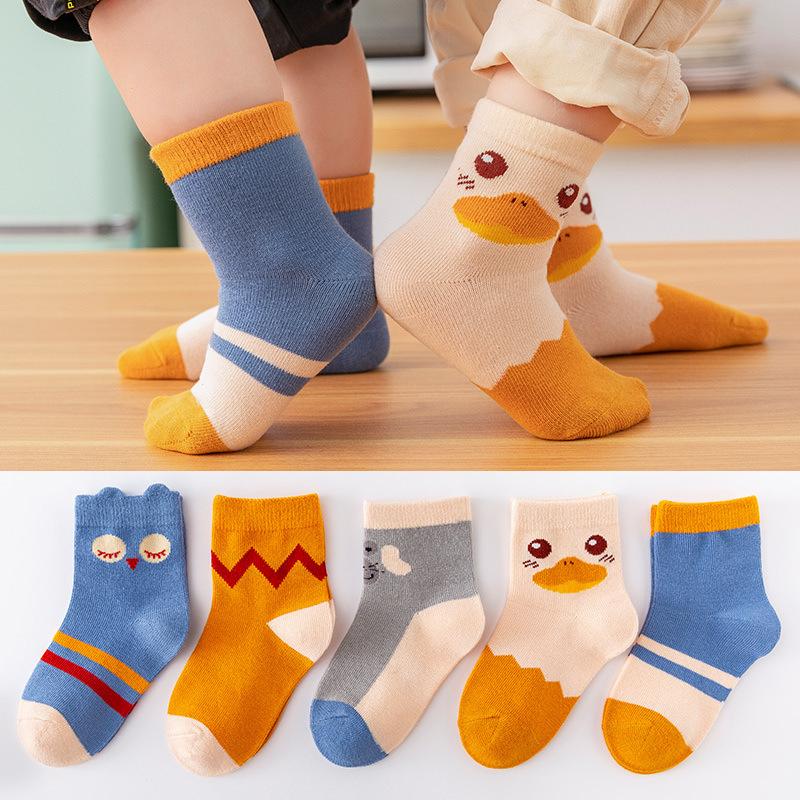5 Pairs Baby Cotton Socks Soft Cartoon Short Socks For Newborn Toddler Kids Boys Girls Age 0-10 Years Cute Sports Ankle Socks