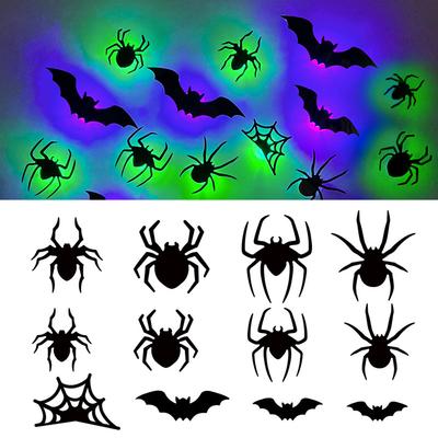 Halloween 3D LED Bat Spider Decor Wall Window Atmosphere Scene Setter Bat Spider LED Scary Halloween Party Wall Decoration