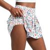 Damen Faltenrock mit Blumenmuster und integriertem Hosenrock Sportlicher Tennis-Skort zum Laufen, Yoga, Fitness, Freizeit