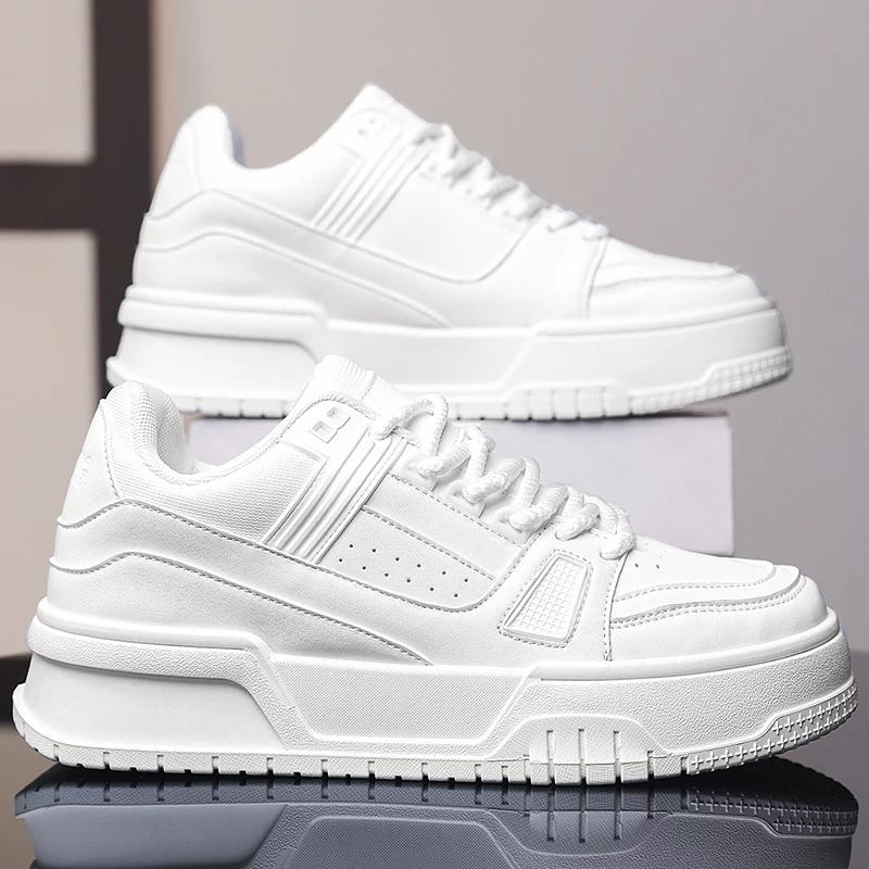 Versatile Men's Low-Top Sneakers Thick Bottom Spring Sports Black Trendy Casual Shoes EVA Sole PVC Face Casual Shoes