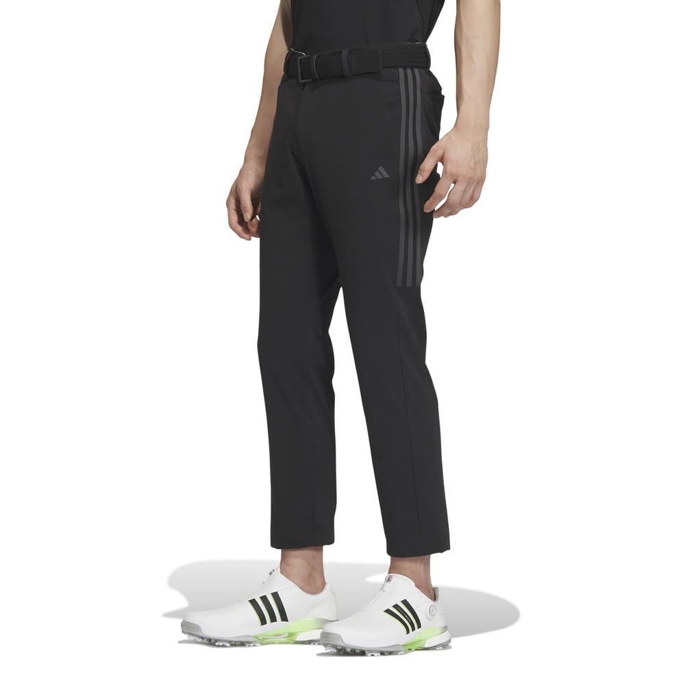 Мужские брюки для гольфа Adidas Golf с 3 полосками, 4-сторонняя эластичность, водоотталкивающие, ремешок на щиколотке, черный