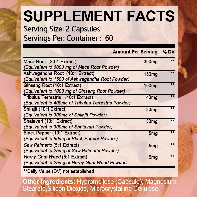 Taoters Maca Root Compound Herbal Capsules Improve Energy and Endurance 120 Capsules