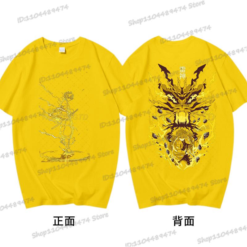 Demon Slayer T Shirts Anime Agatsuma Zenitsu Vintage Cotton Comfortable T-shirts Casual Loose T Shirt Male Female Streetwear