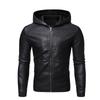 Plus Size Autumn And Winter Men 'S Plus Velvet Thick Casual Hooded Leather Jacket