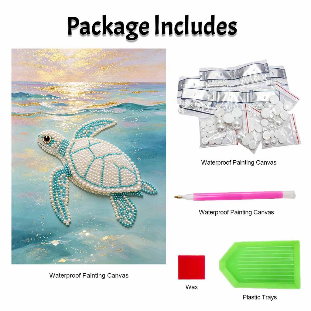 5D Round Pearl Painting Kit Ocean Sea Turtle Pattern DIY Handmade Rhinestone Art Home Interior Decor Gift