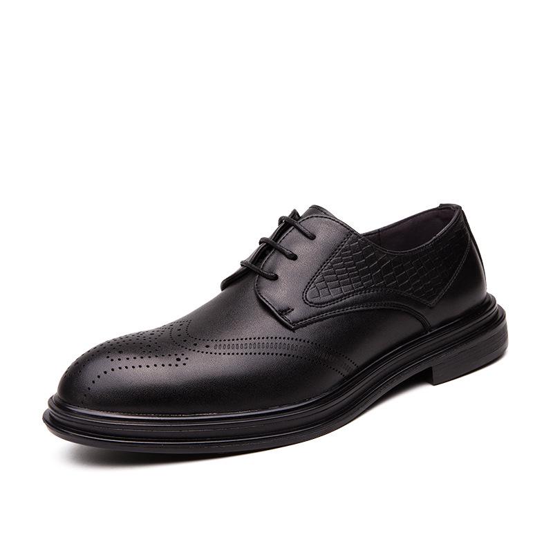 Men s Large Size British Brogue Pointed Toe Leather Casual Shoes 40