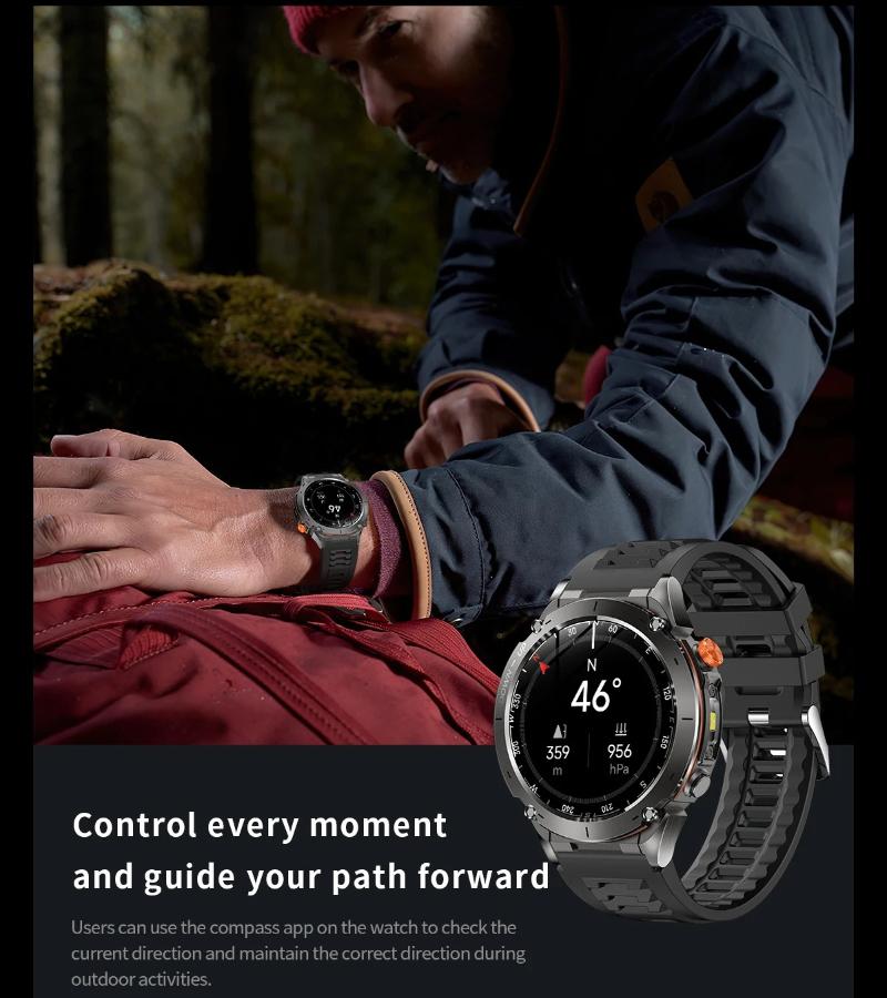 Nuovo Smartwatch GPS 2026 Impermeabile 10 ATM GNSS Dual-band Integrato Bussola Schermo AMOLED Ultra HD Sport Militare Uomo Compatibile Android/iOS