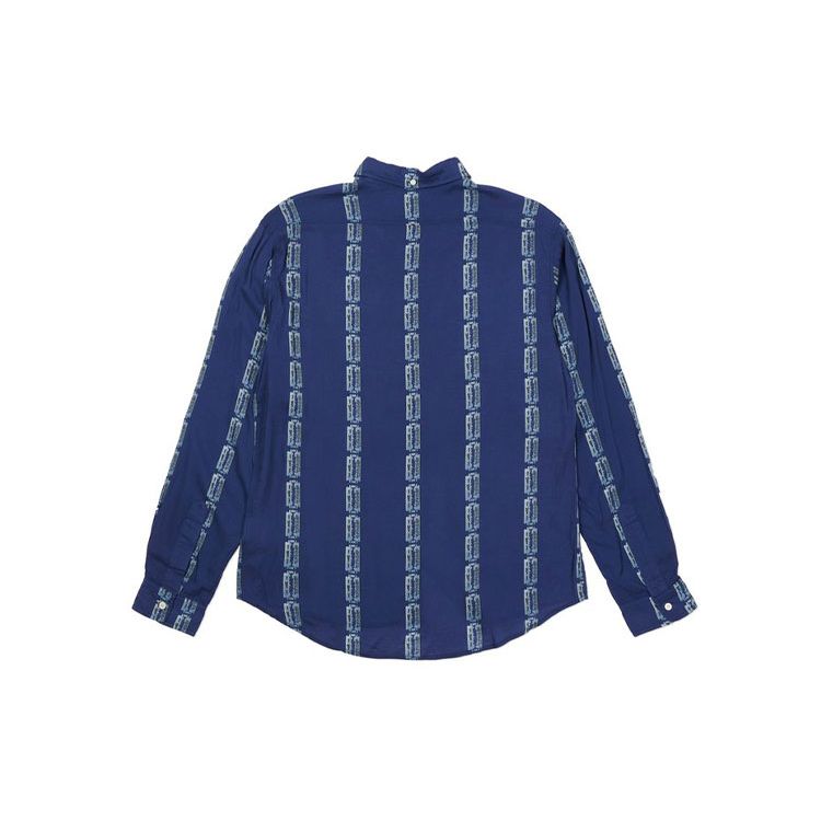 Palace FW21 Razor Sharo Shirt Chain Pattern Long Sleeve Shirt Unisex Shirts Blue P21SHT007