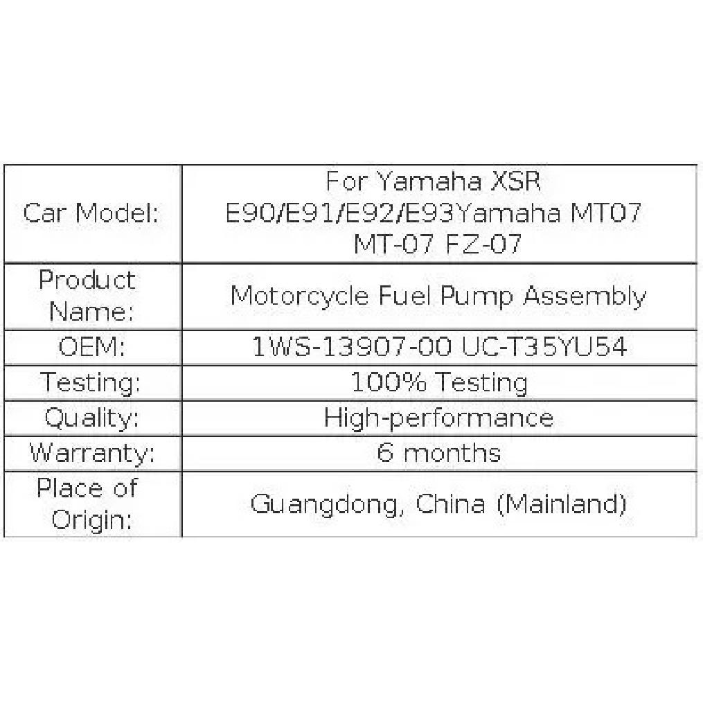 Fits For Yamaha XSR E90/E91/E92/E93 04-13 Yamaha MT07 MT-07 FZ-07 18-20 Motorcycle Fuel Pump Assembly 1WS-13907-00 UC-T35YU54