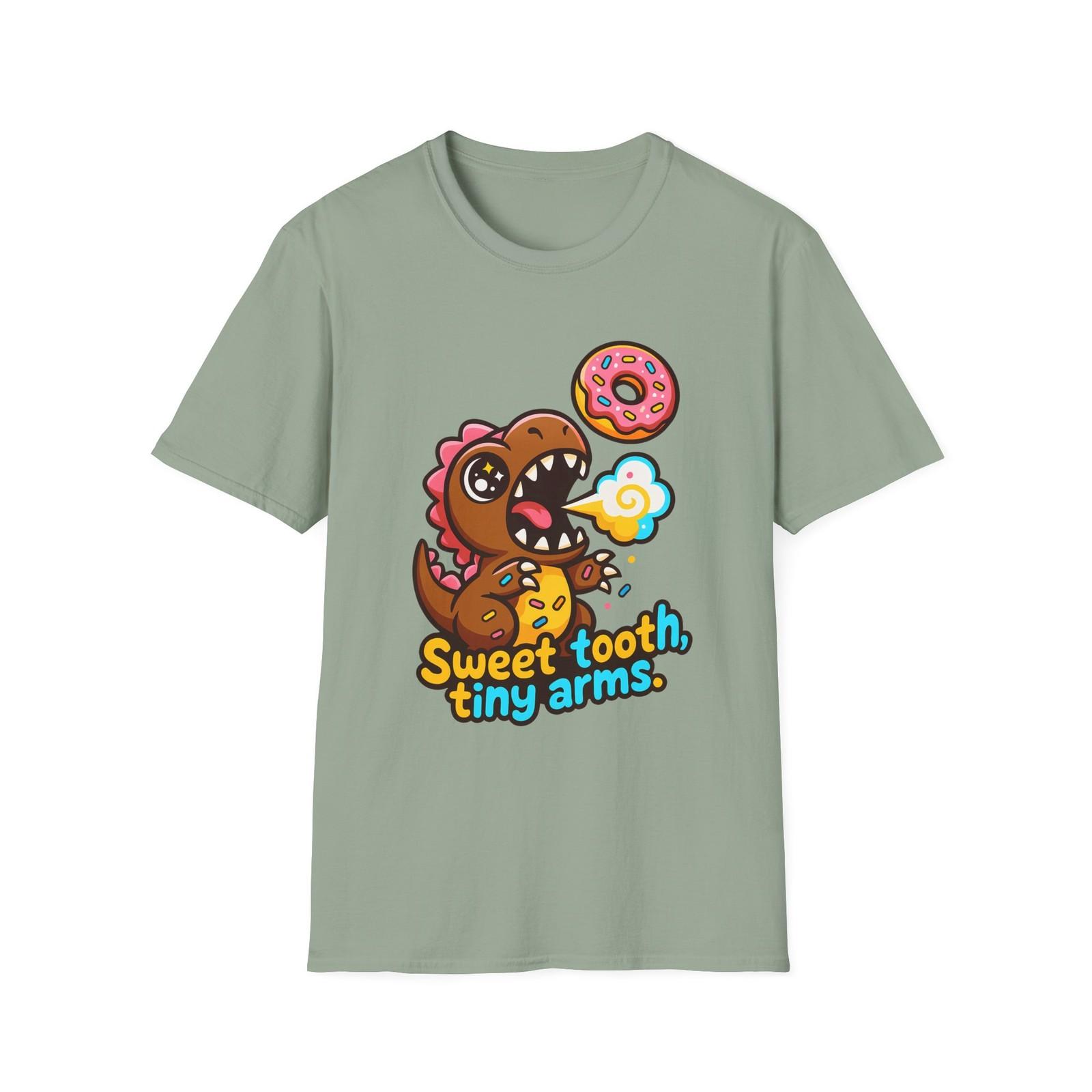 Unisex Softstyle T-Shirt Mens Womens Tees Top Chibi T-Rex Donut Sprinkle Funny Cartoon Creature S