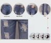 Summer Women's High-Waisted Loose Wide-Leg Distressed Jeans