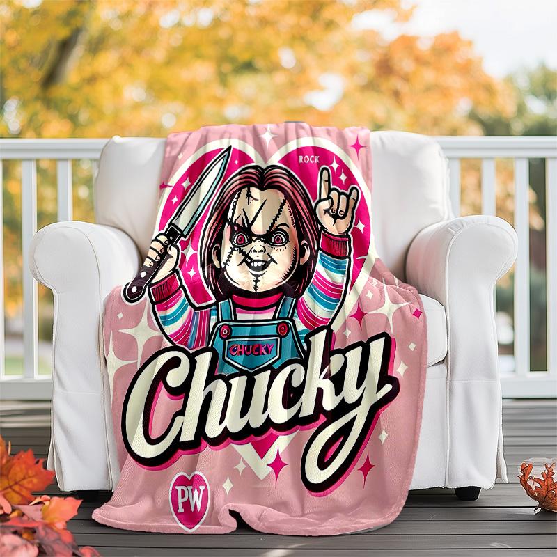 1pc Chucky3 Theme Blanket - Digital Print, Polyester, Cozy for All Seasons, Perfect for Outdoor, Camping, and Travel