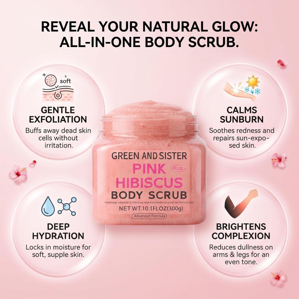 Pink Hibiscus Body Scrub: Exfoliates and Brightens Skin