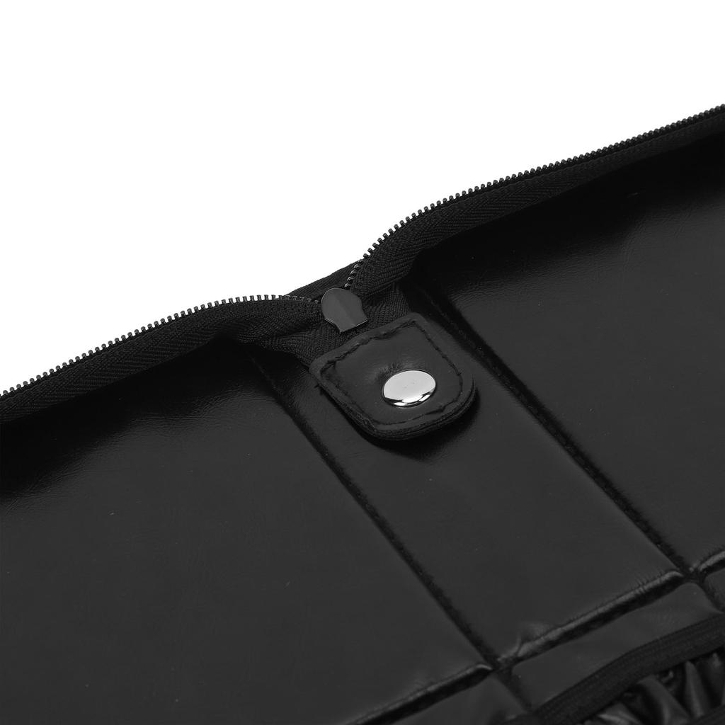 Folding Makeup Brush Organizer Bag PU Leather Stain Resistant 14 Holes Easy Access Travel Cosmetic Brush Case