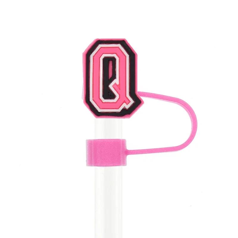 1PC Pink Letter PVC Straw Covers Cap Compatible For Most 30&40Oz Cup 10mm Straw Toppers Reusable Splash Proof Straw Caps