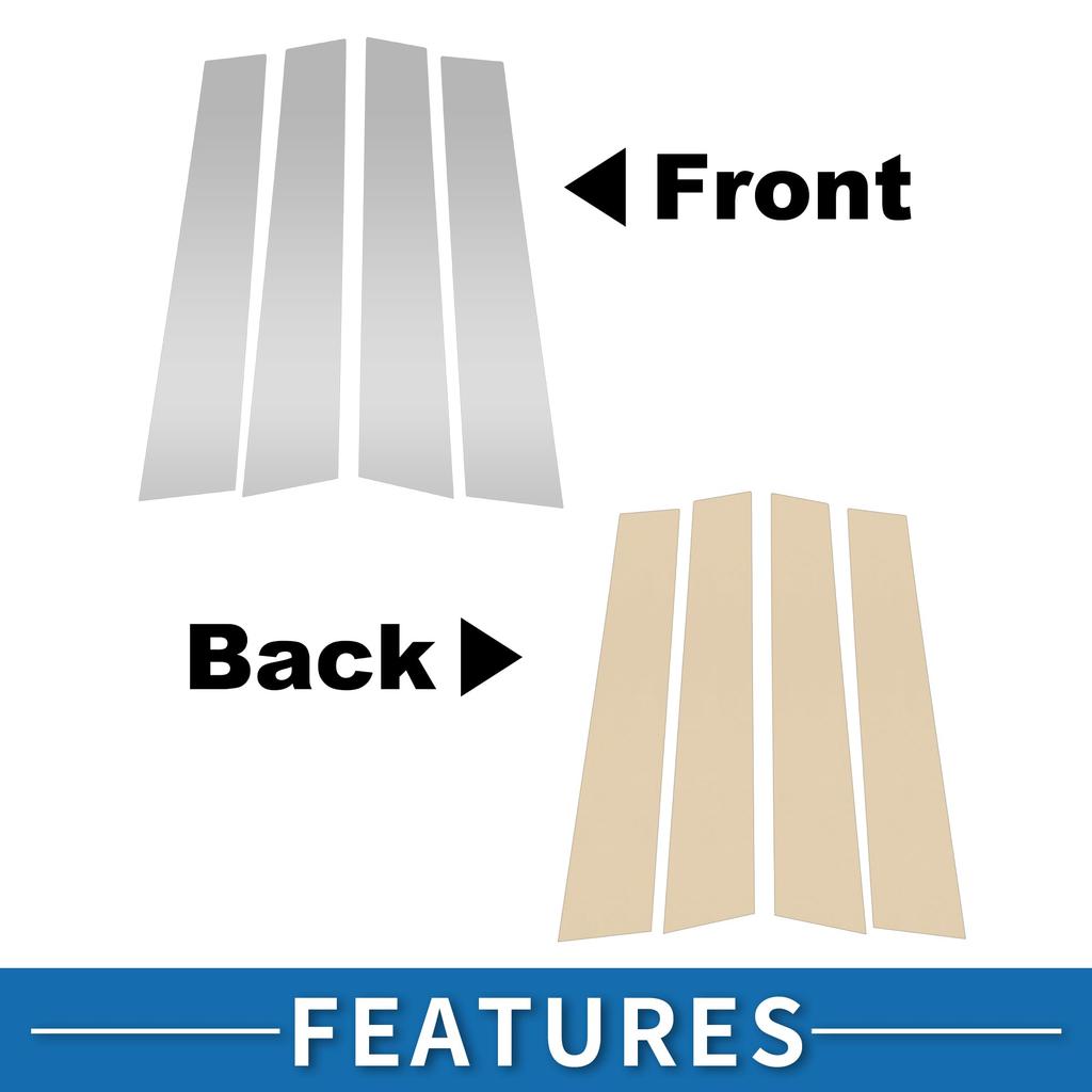 ABSOPRO Door Pillar Window Trim Sticker Pillar Post Door Outer Exterior Cover Compatible with VW Tiguan Silver Tone Anti-Scratch 2009-2015