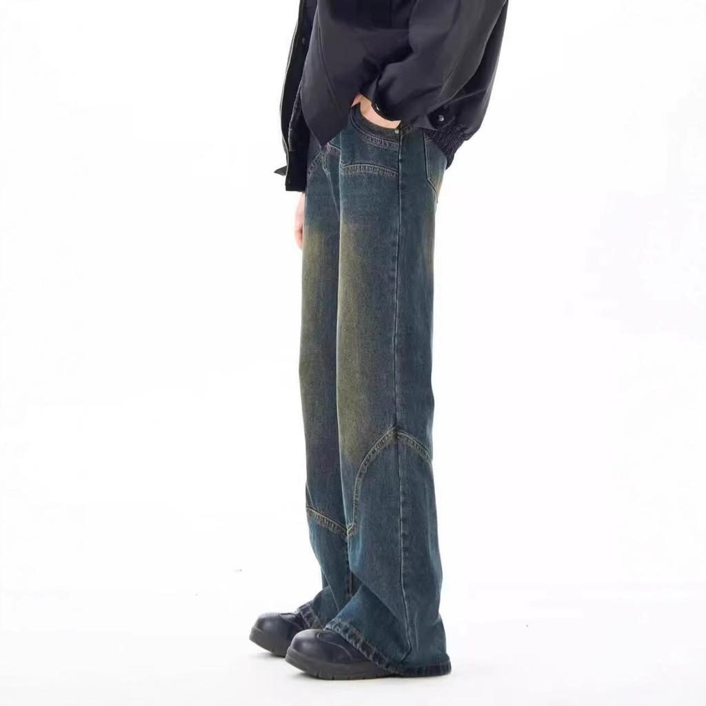 American retro micro-flared jeans autumn Spice Girl high street design high waist thin loose wide-leg pants