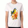 Bluebird With Floral Accent Unisex's Cotton T Shirt, Premium Cotton Quality Print, Durable And Longlasting, Casual Fashion,Featuring A Cheerful Bird A