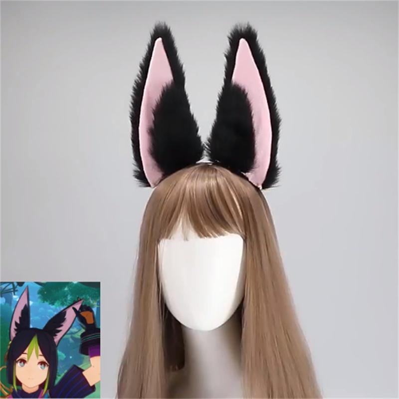 Genshin Tighnari Impact Plush Headdress Cartoon Headband Bendable Rabbit Ears