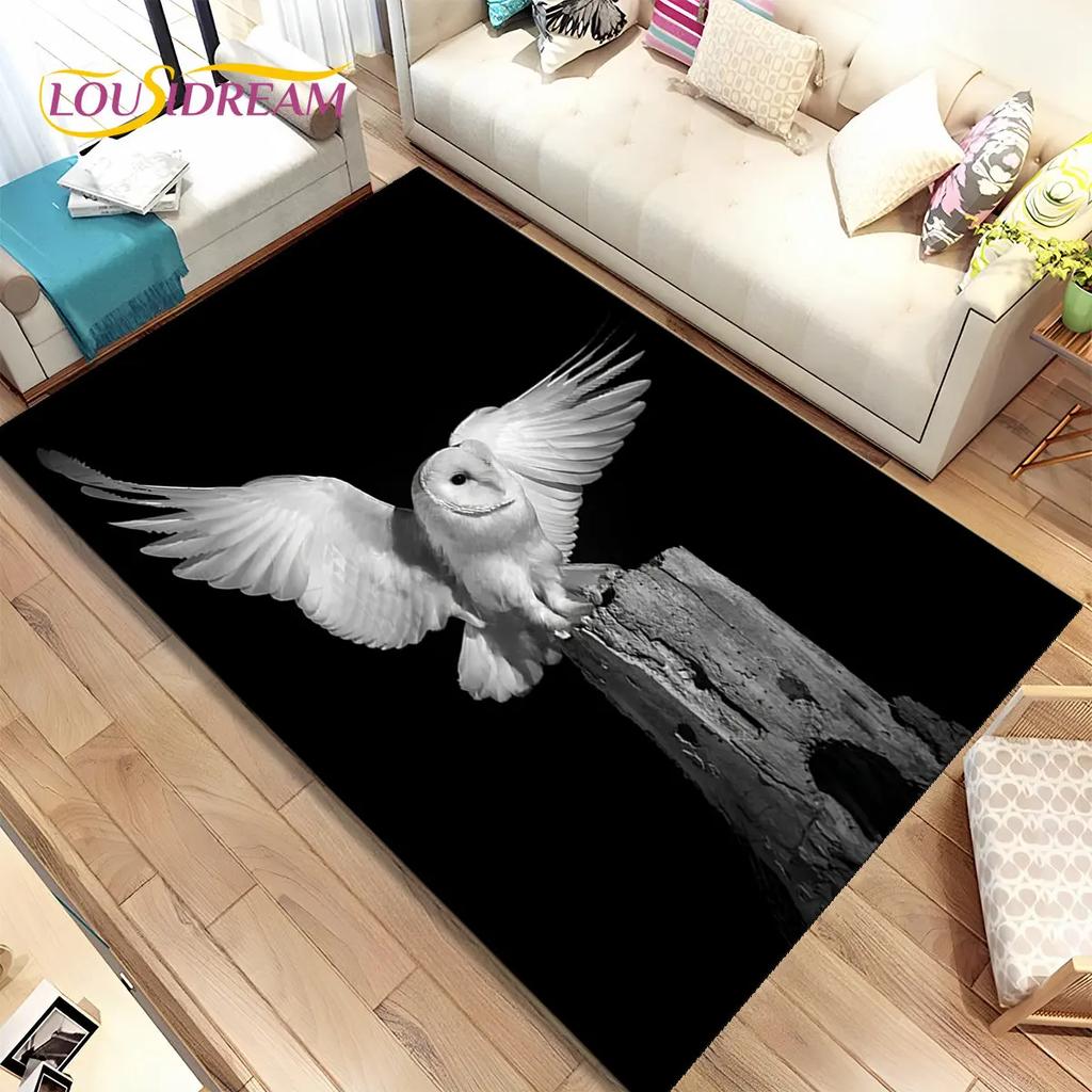 Schattige Uil 3D Cartoon Vloerkleed, Tapijt voor Huis Woonkamer Kinderkamer Bank Deurmat Decoratie, Kinderspeel Niet-slip Vloermat