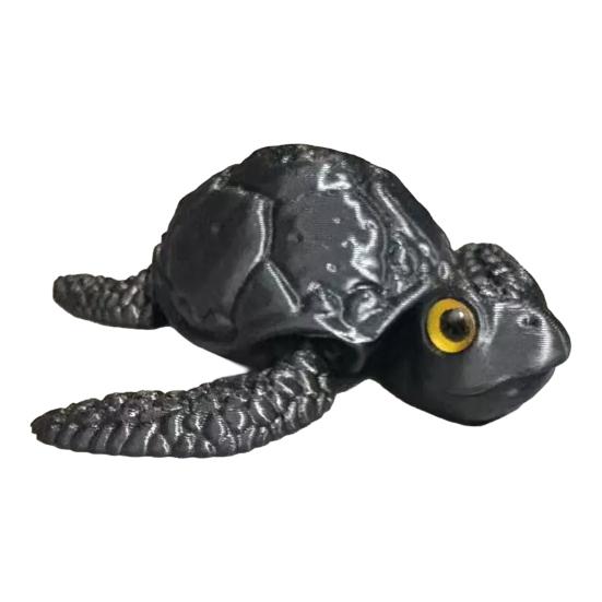 3D Printed Sea Turtle Figurine, Movable Joints Tortoise Ornament, Stress Relief Turtle Model Fidget Toy, Sea Animal Decoration for Home чёрный